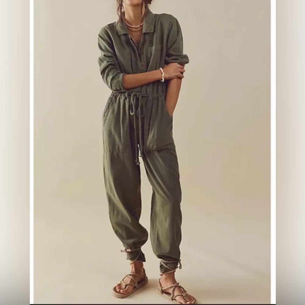 Free People - Quinn Coveralls in Olive Green